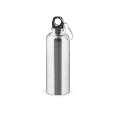 KELCE SINGLE-WALL STAINLESS STEEL METAL BOTTLE with Carabiner Clip 550 Ml in Satin Silver
