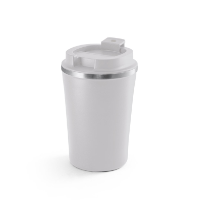PHELPS CERAMIC POTTERY STAINLESS STEEL METAL TRAVEL MUG in Pale Grey
