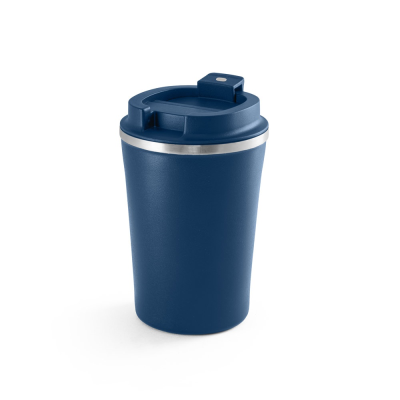 PHELPS CERAMIC POTTERY STAINLESS STEEL METAL TRAVEL MUG in Navy Blue