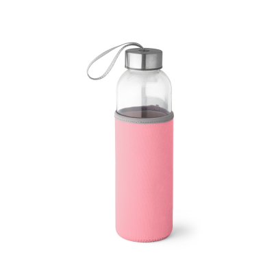 Picture of RAISE GLASS AND STAINLESS STEEL METAL SPORTS BOTTLE 520 ML in Light Pink