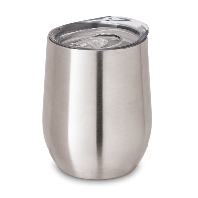 Picture of RONDE STAINLESS STEEL METAL TRAVEL CUP 400 ML in Satin Silver