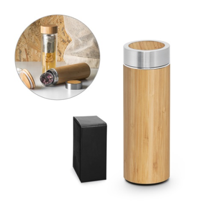 Picture of NATUREL BAMBOO AND STAINLESS STEEL METAL THERMOS 430 ML