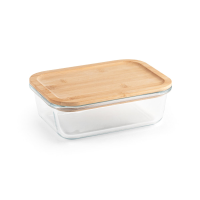 Picture of PORTOBELLO LUNCH BOX HERMETIC BOX in Borosilicate Glass & Bamboo Lid 1000 Ml in Natural