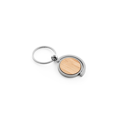 Picture of HOMER ROUND CIRCULAR BAMBOO KEYRING in Natural