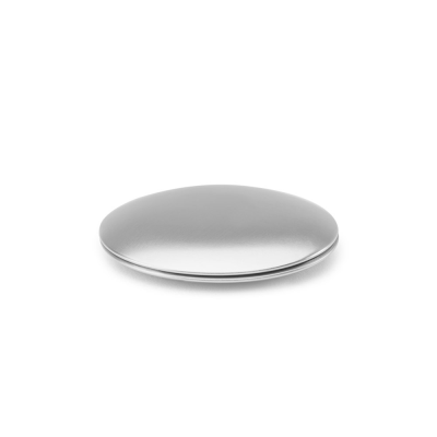 KAYLA DOUBLE-SIDED ROUND ALUMINUM MIRROR with Magnetic Closure in Silver
