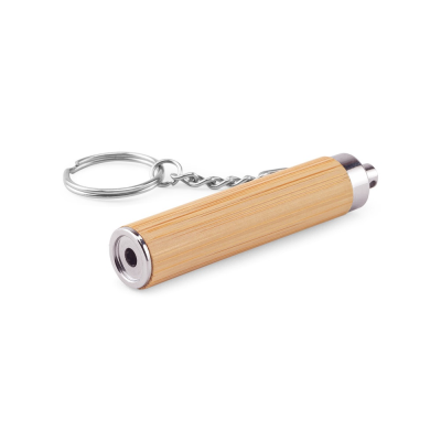 RACHEL BAMBOO AND ABS KEYRING with LED Torch in Natural
