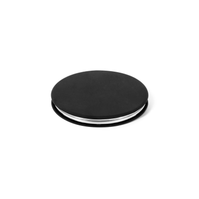 FREYA DOUBLE-SIDED ROUND MIRROR with Matte PU Exterior in Black