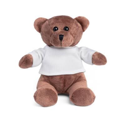 Picture of GRIZZLY TEDDY BEAR PLUSH TOY with Tee Shirt on in White