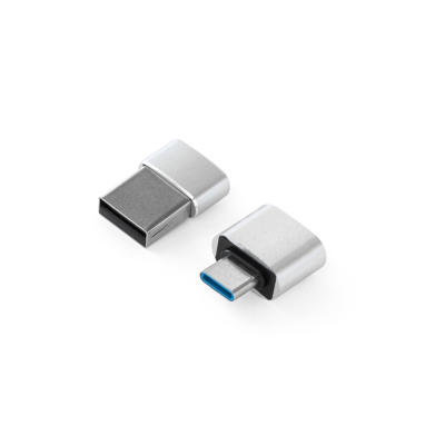 Picture of MINSKY SET OF 2 ALUMINIUM METAL USB-A  &  USB-C ADAPTERS in Satin Silver