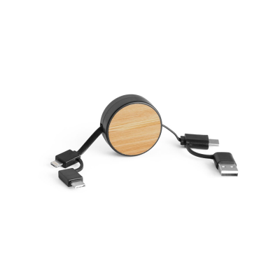 Picture of RUBINS 6-IN-1 RETRACTABLE USB CABLE in Recycled ABS in Black