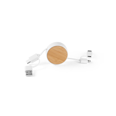 Picture of RUBINS 6-IN-1 RETRACTABLE USB CABLE in Recycled ABS in White