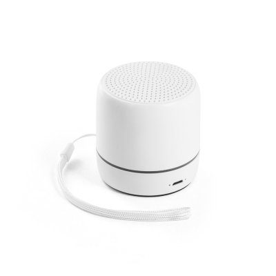 Picture of TURING PORTABLE 3W SPEAKER with 4 Hours of Battery Life on Recycled ABS in White