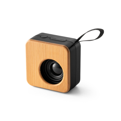 Picture of MAYER PORTABLE 3W SPEAKER with 4H Battery Life in Bamboo & Recycled ABS in Black