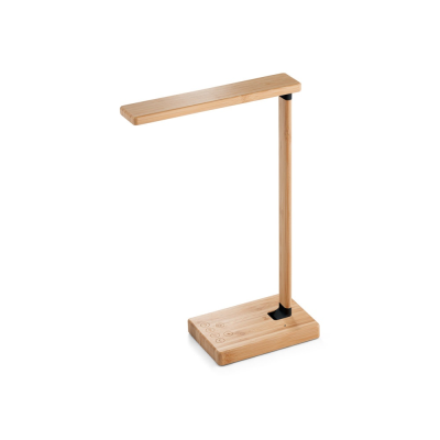 Picture of MOREY FOLDING DESK LAMP with 15W Superfast Cordless Charger in Bamboo in Natural