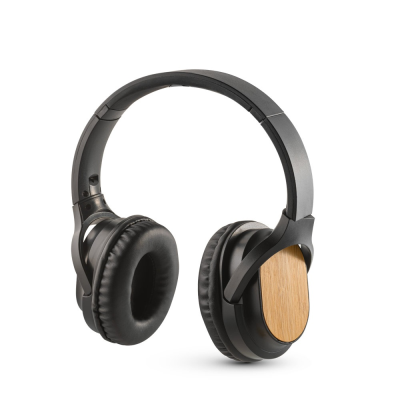 Picture of GOULD FOLDING CORDLESS HEADPHONES with 5H Battery Life in Bamboo & ABS in Black