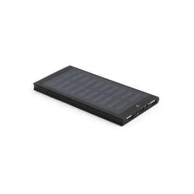 Picture of CLERK 8000 MAH POWER BANK with Solar Panel in 100% Recycled Aluminium Metal in Black