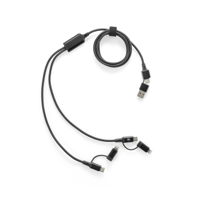 Picture of BERTOZZI SUPERFAST 6-IN-1 USB CABLE MADE OF ALUMINIUM METAL AND RECYCLED PET in Black