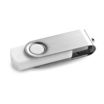 Picture of CLAUDIUS 4GB 4 GB USB FLASH DRIVE with Metal Clip in White