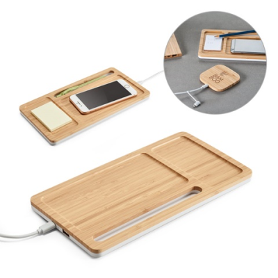 Picture of MOTT BAMBOO DESK TIDY ORGANIZER ORGANIZER with Cordless Charger