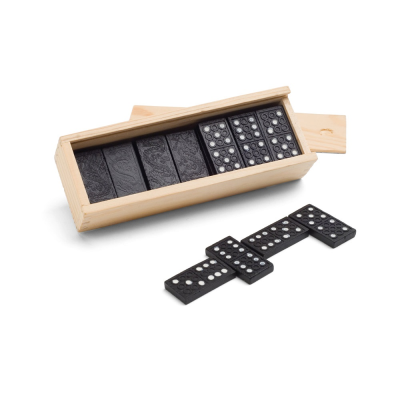 Picture of MIGUEL DOMINO GAME in Wood Box with Lid in Light Natural