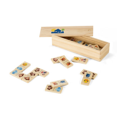 Picture of DOMIN CHILDRENS WOOD DOMINO GAME 28 PIECES FEATURING FUN ANIMAL FIGURES in Light Natural