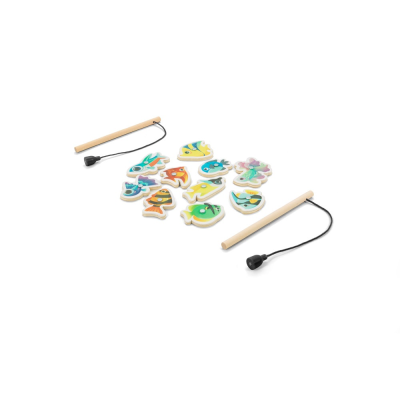 FISHY FISHING GAME CONSISTING OF 10 WOOD FISH, IDEAL FOR CHILDRENS in Natural
