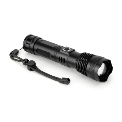 YVIAN RECHARGEABLE 10 W TORCH MADE FROM ALUMINIUM METAL in Black