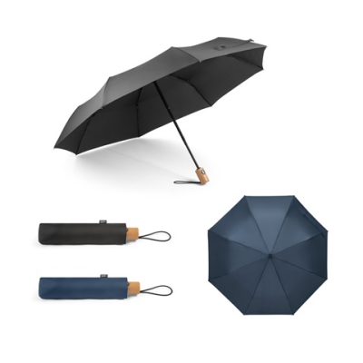 Picture of RIVER TELESCOPIC UMBRELLA in RPET & Wood Handle.