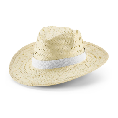 Picture of EDWARD POLI NATURAL STRAW HAT with Polyester Ribbon in White