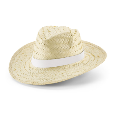 Picture of EDWARD RIB NATURAL STRAW HAT with Sublimated Ribbon in White