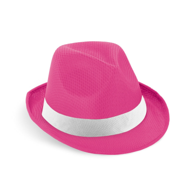 Picture of MANOLO POLI HAT in PP with White Polyester Ribbon in Pink