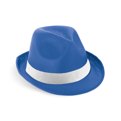 Picture of MANOLO POLI HAT in PP with White Polyester Ribbon in Royal Blue
