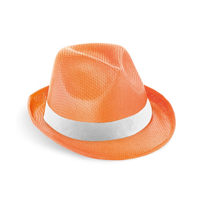 Picture of MANOLO POLI HAT in PP with White Polyester Ribbon in Orange
