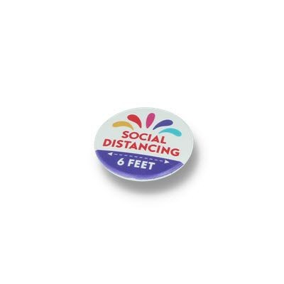 SOCIAL DISTANCING BUTTON BADGE – 37MM CIRCLE.