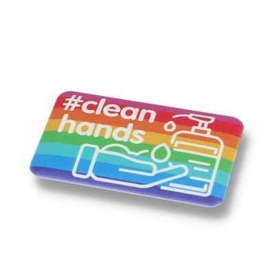 CLEAN HANDS DBASE BADGE – 70MM RECTANGULAR.