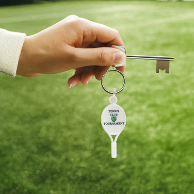 Picture of ECO RECYCLED RACQUET SHAPE KEYRING