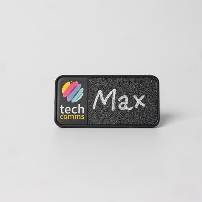 Picture of ALWAYS RECYCLED CHALKBOARD NAME BADGE – RECTANGULAR RIGHT WINDOW.