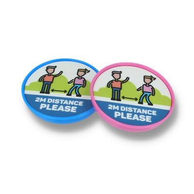 SOCIAL DISTANCING CHILDS SAFETY POP BADGE.