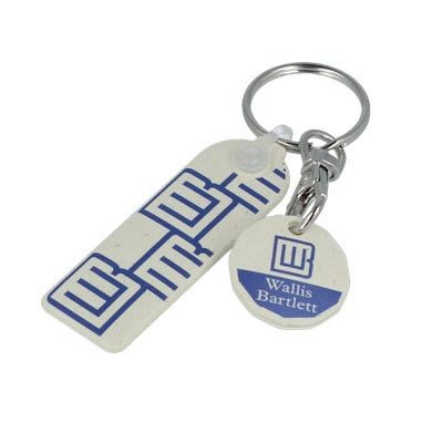 Picture of BIODEGRADABLE RHIPS B TROLLEY MATE RECTANGLE COIN KEYRING.