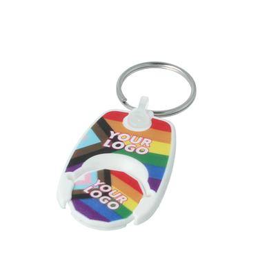 Picture of PRIDE RAINBOW POP COIN TROLLEY KEYRING.