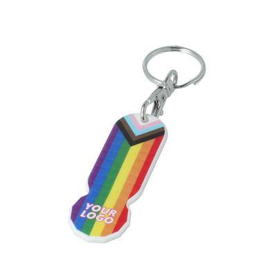 Picture of PRIDE RAINBOW TROLLEY STICK RECTANGULAR KEYRING