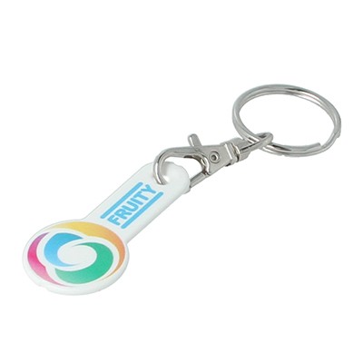 Picture of UK-MADE TROLLEY COIN KEYRING STICK FROM 100% RECYCLED PLASTIC.