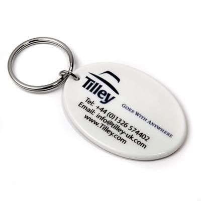RECYCLED 50MM OVAL KEYRING.