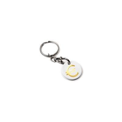 Picture of RECYCLED EURO TROLLEY COIN KEYRING.