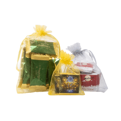 Picture of CHRISTMAS ORGANZA GIFT BAGS with Chocolate or Sweets