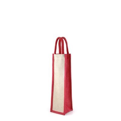 Picture of 1-BOTTLE CT RED ECO JUTTON WINE BAG STURDY AND SIMPLE GIFT BAG.