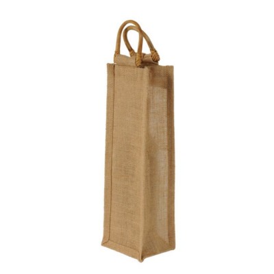 Picture of JUTE ONE BOTTLE BAG with Cane Handles in Natural
