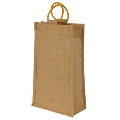 Picture of JUTE TWO BOTTLE BAG with Cane Handles in Natural