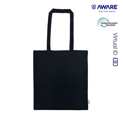 Picture of AWARE™ FC BLACK 5OZ RECYCLED COTTON RPET SHOPPER TOTE BAG