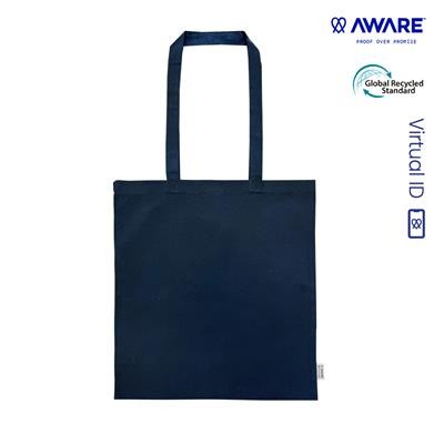 Picture of AWARE™ FC NAVY 5OZ RECYCLED COTTON RPET SHOPPER TOTE BAG
